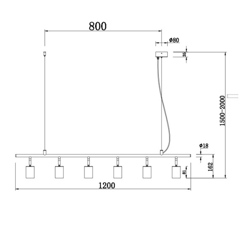 Подвесной светильник Crystal Lux CLT 015C6 L1200 BL-GO