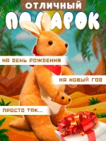 Мягкая игрушка кенгуру с кенгурятами