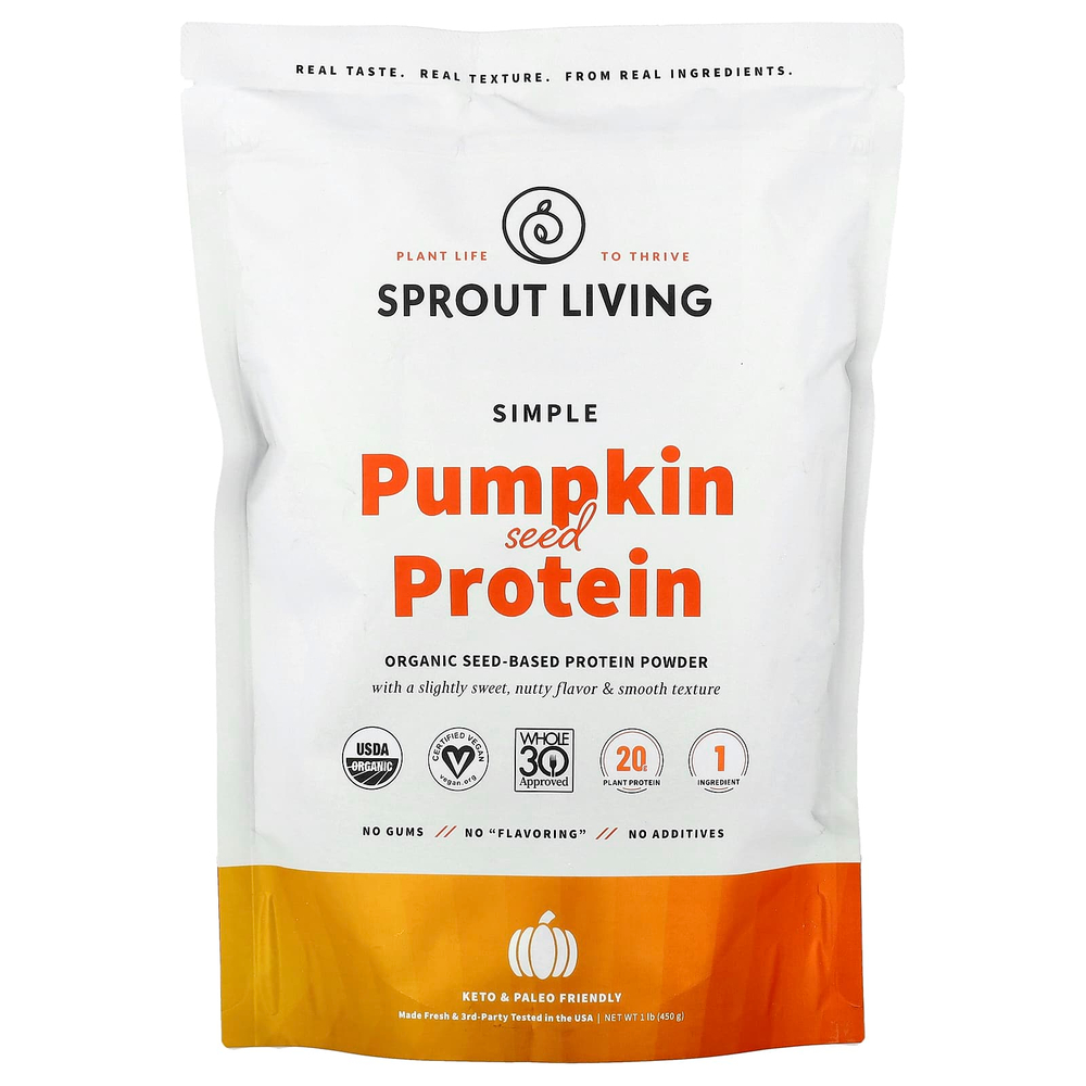 Sprout Living, чистый протеин из семян тыквы, 454 г (1 фунт)
