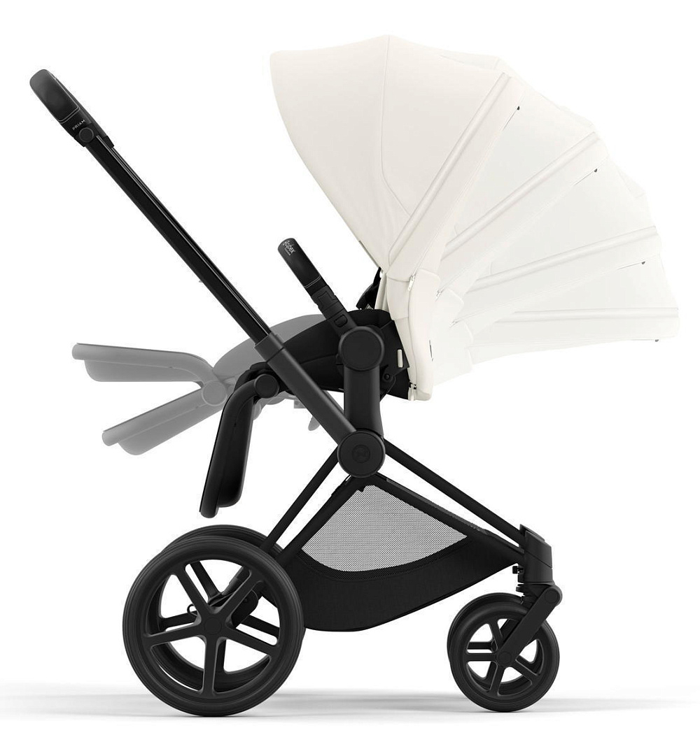 Коляска 3 в 1 Cybex Priam IV Matt Black complete и автокресло Aton S2 i-Size Hibiscus Red Off White