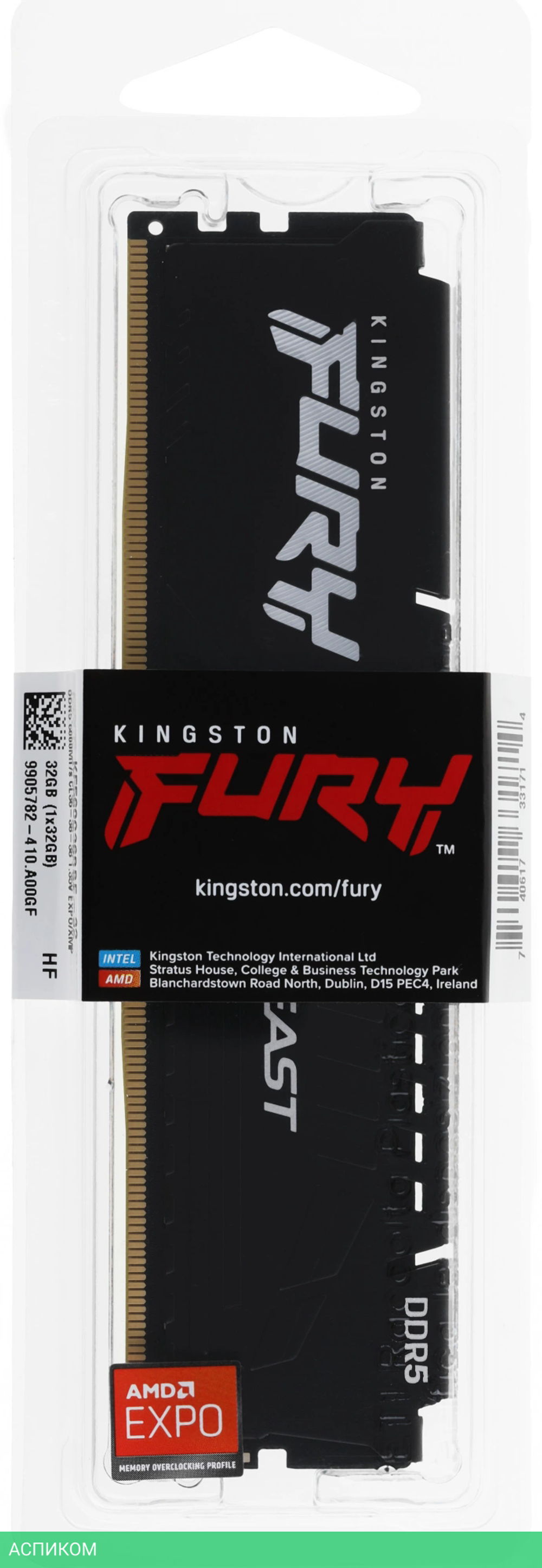 Оперативная память Kingston Fury Beast Black 32Gb DDR5 (KF560C36BBE-32)