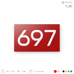 Номер на дверь 697, табличка на дверь для офиса, квартиры, кабинета, аудитории, склада, красная 120х70 мм, Айдентика Технолоджи