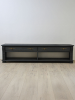 Тумба под телевизор 160х47х40, Susanna, напольная под ТВ, с ящиками, массив сосны, серый, Dipriz