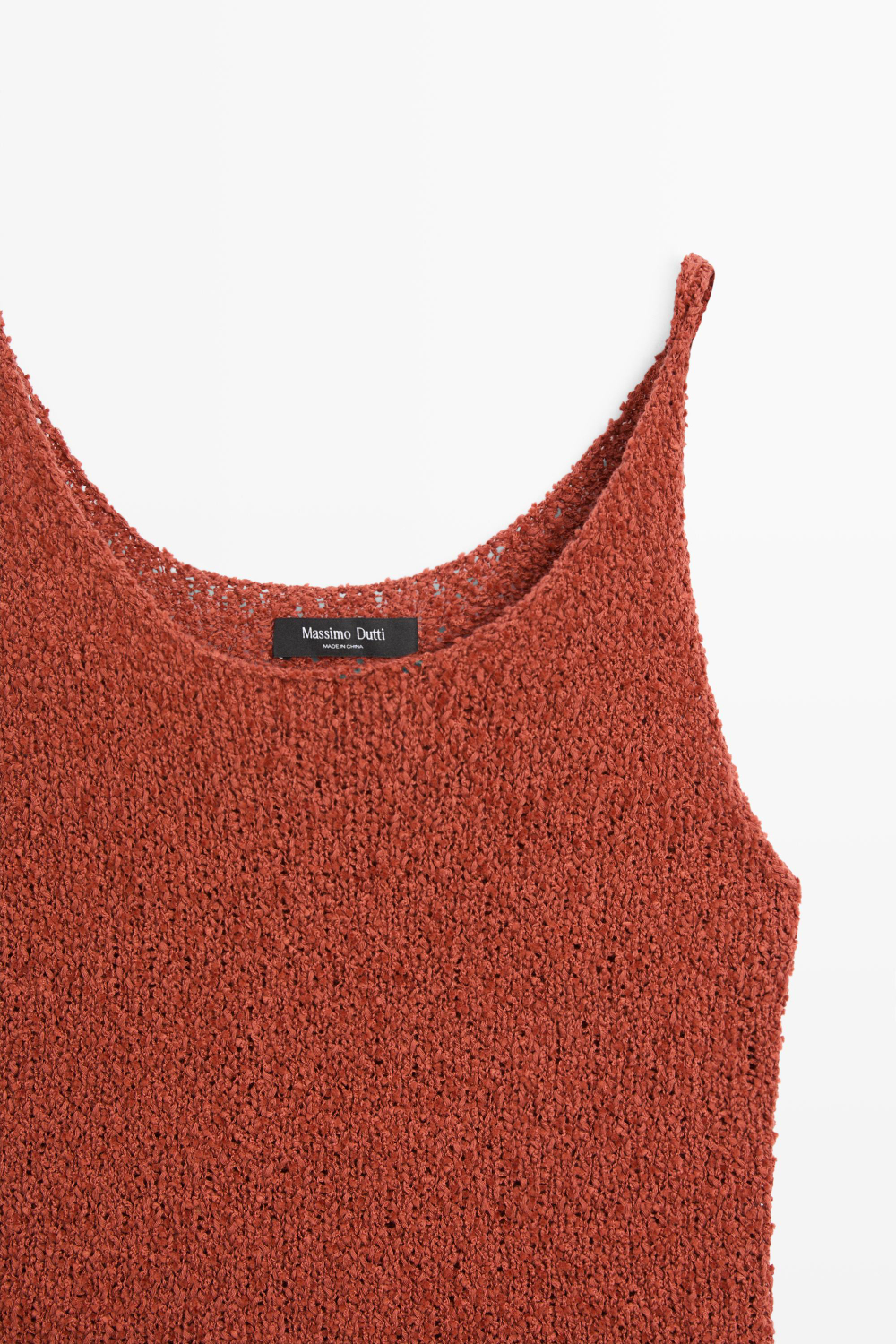 Massimo Dutti Топ без рукавов из смесовой хлопковой ткани, красновато-коричневый