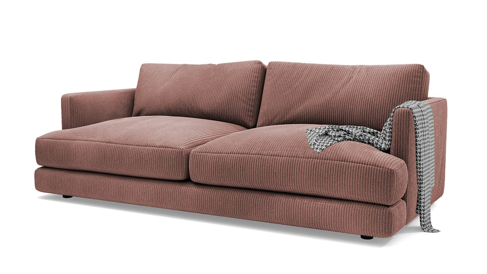 Диван Ибица Cilium Coral 215*116*93 см, Розовый Вельвет Еврокнижка Фиеста