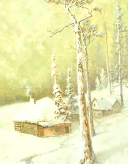 Саврасов Алексей Кондратьевич. Зимний пейзаж с избушкой. Холст, масло. Конец XIX века