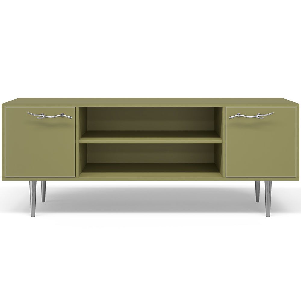 Тумба под ТВ Арт Колор matte 155см Стайл Сильвер Зеленая олива матовая