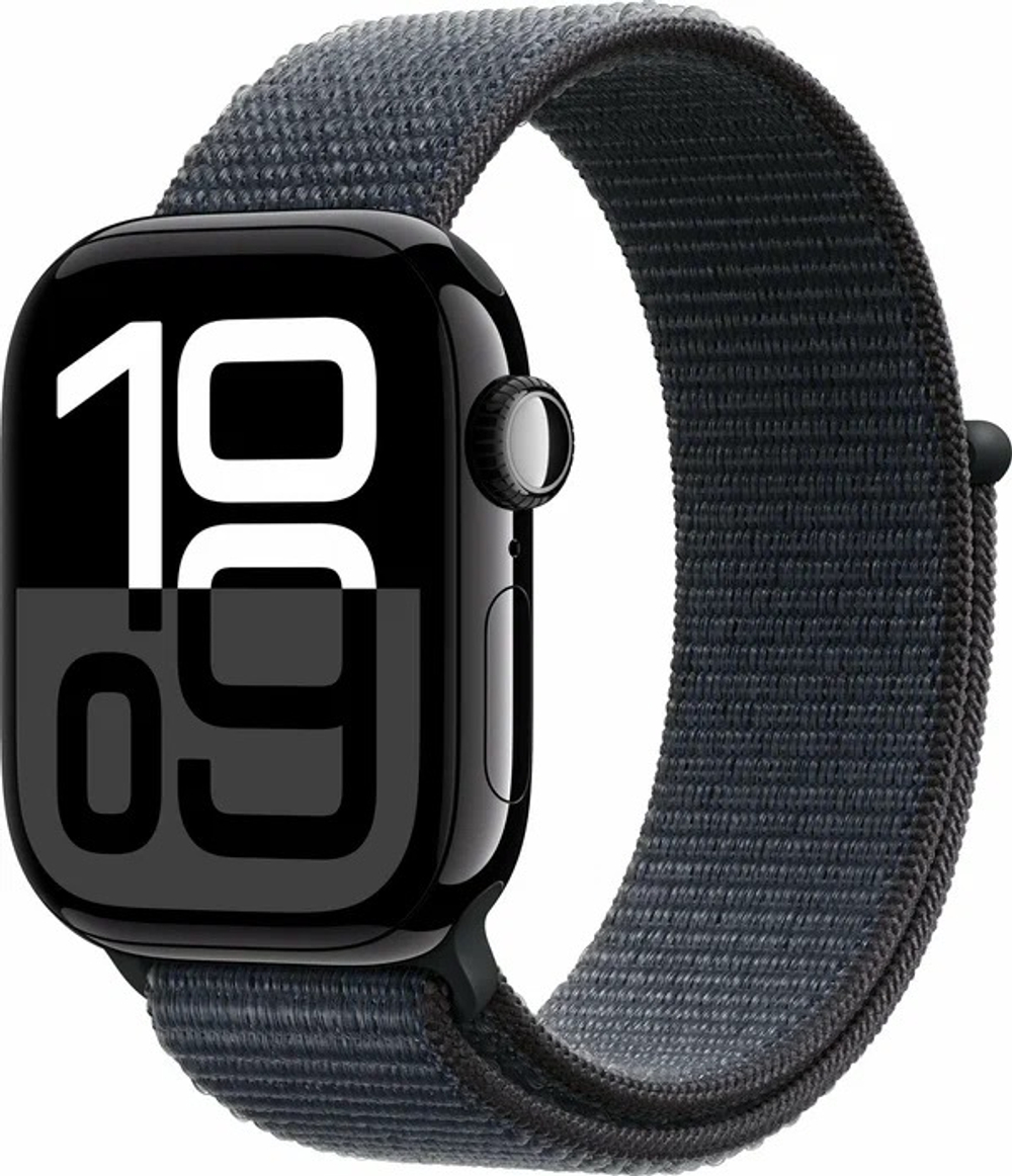 Умные часы Apple Watch Series 10, 46mm, Jet Black Aluminum Case, Sport Loop Оne size