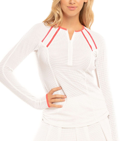 Женская теннисная футболкаLucky in Love Core Whites Raglan Zip L/S - White