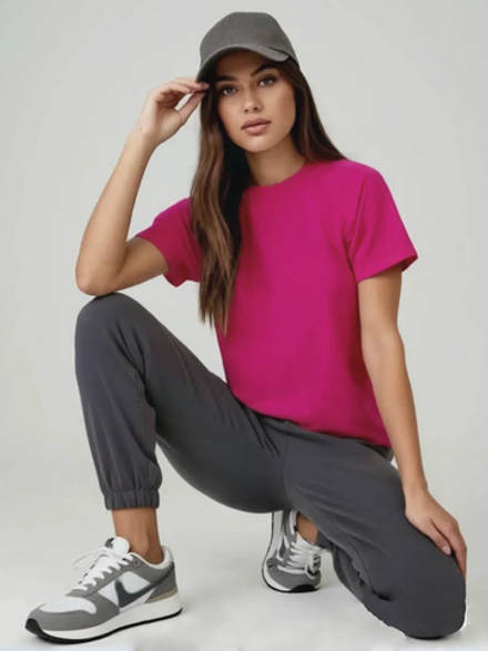 2221 Футболка женская рукав реглан кулирка малиновый (54)