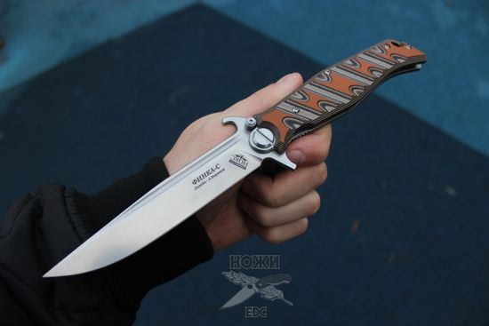 Складной нож НОКС Финка-С (Шайбы) c клинком из стали D2, рукоять G10