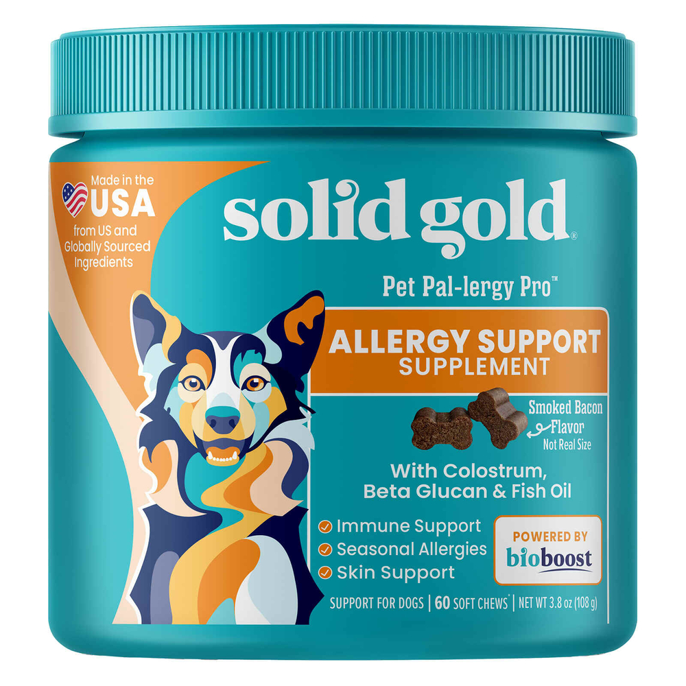Solid Gold, Pet Pal-Lergy Pro ™, добавка для поддержки аллергии, для собак, с копченым беконом, 60 жевательных таблеток, 108 г (3,8 унции)