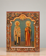Николай Чудотворец и Зинаида Тарсийская мученица. Деревянная икона на левкасе