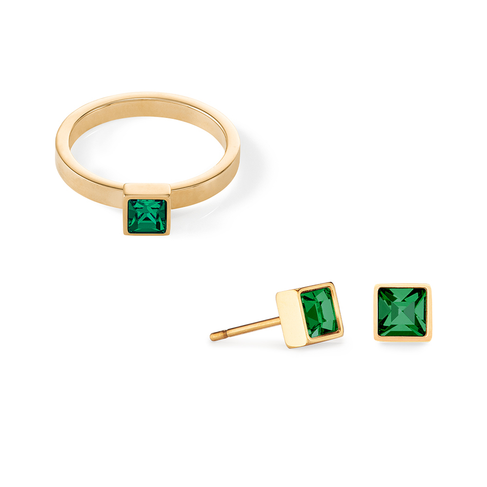 Серьги-пусеты Coeur de Lion Dark Green-Gold 0501/21-0549