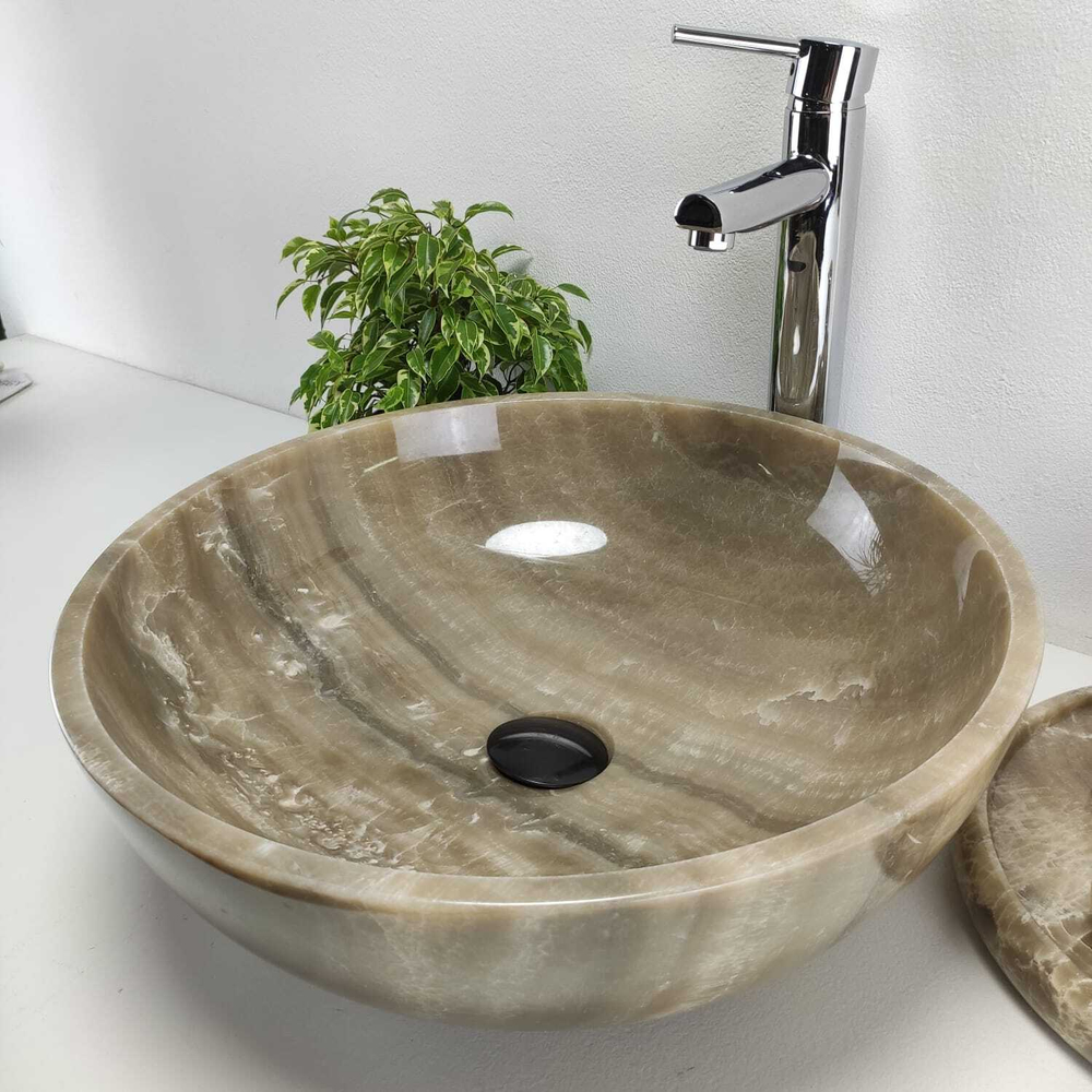 Раковина из оникса Bowl Grey Medium TinLip BO-61036 45*45*15