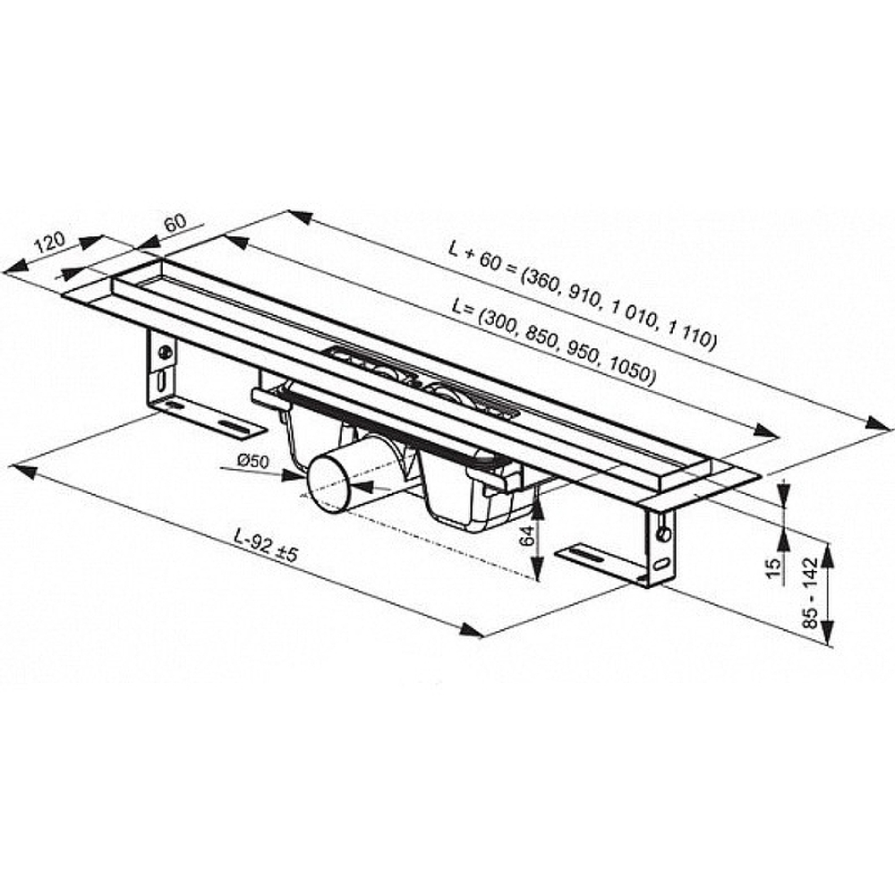 Душевой лоток Ravak Chrome OZ 95 X01428 с решеткой Хром