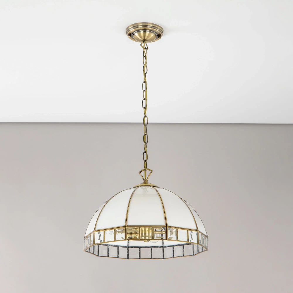 Citilux Шербург-1 CL440132 Люстра витражная подвесная Бронза