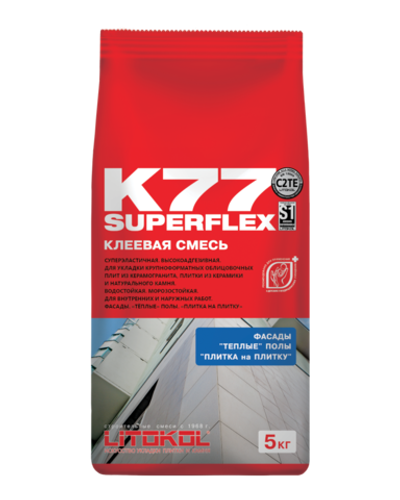 Клей SUPERFLEX K77 Цвет: Серый  5 кг, класс С2 TE S1, Litokol