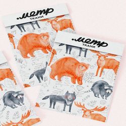 Ткань бязь сказочные болшие лесные звери