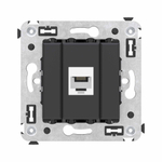 Телефонная розетка RJ-12 без шторки в стену одинарная, "Avanti", "Черный матовый"