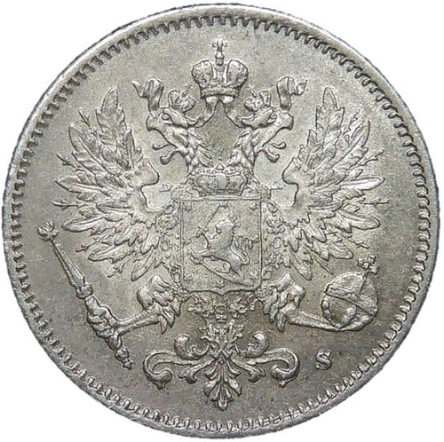 25 пенни (pennia) 1915, двор S, Россия для Финляндии (XF-AU)