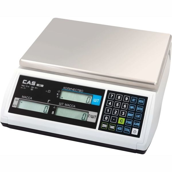 Весы счетные настольные CAS EC-30, RS232, 30кг, 5гр, 306x222, с поверкой, память на 200 товаров, без стойки
