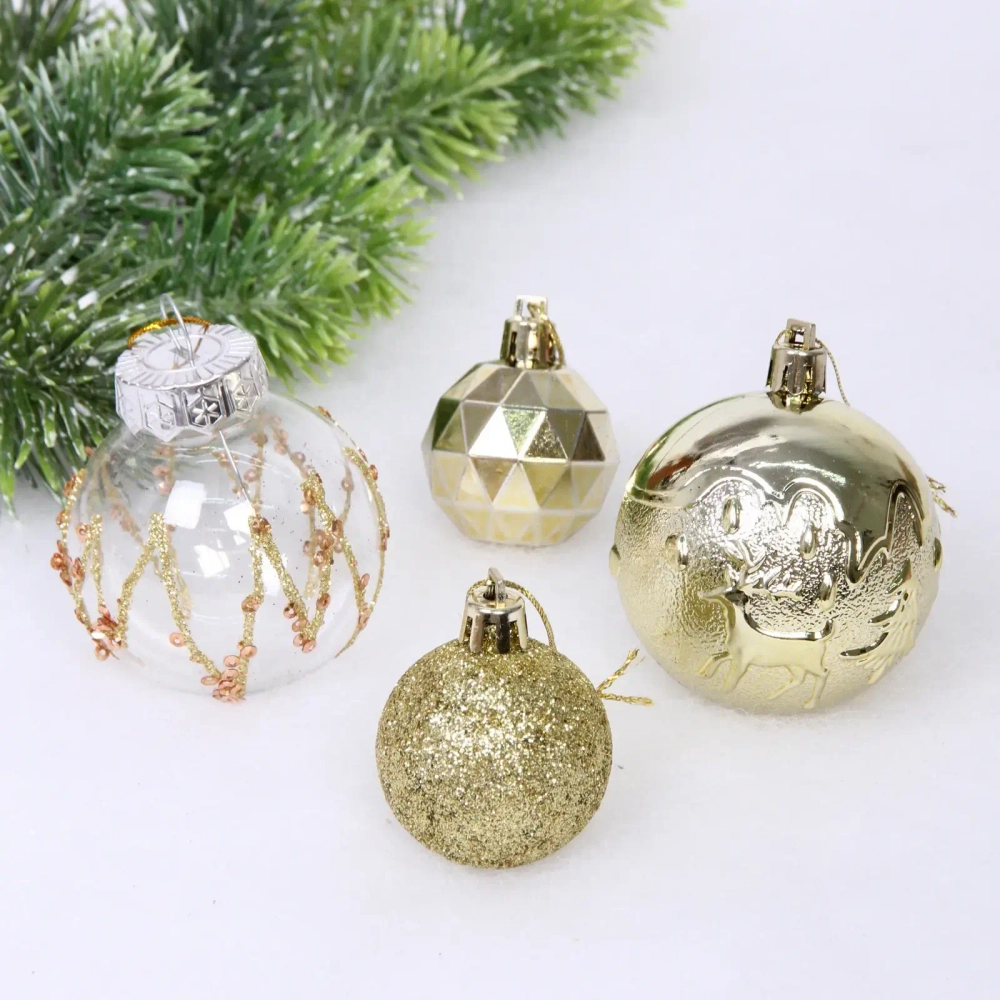 Набор шаров «Winter magic» 6 см + 4 см (24 предмета), Золото