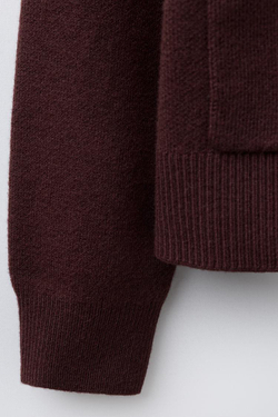 ZARA ВЯЗАНЫЙ КАРДИГАН С КАРМАНАМИ, БУРГУНДИ
