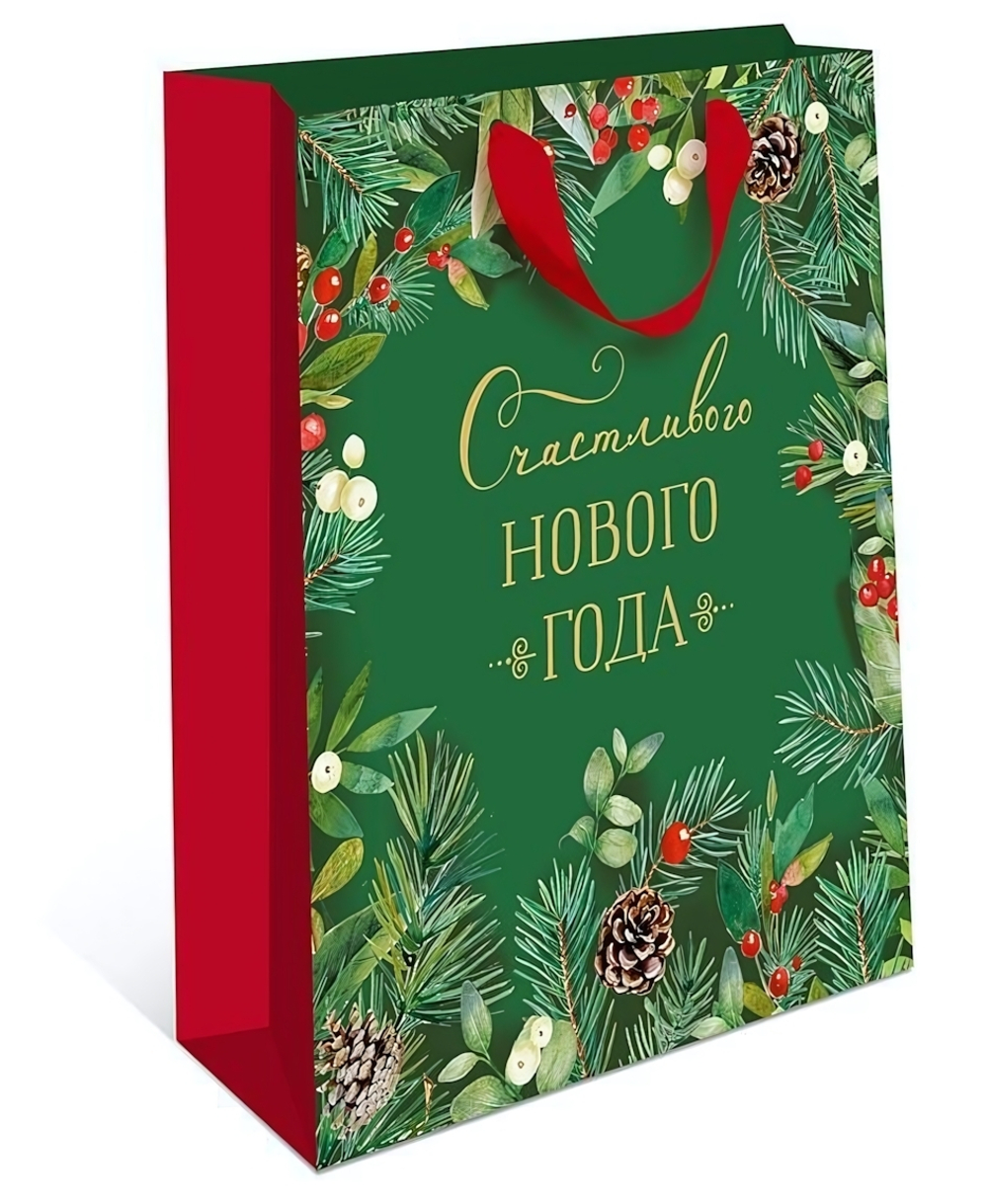 Пакет подарочный бумажный стандарт плюс новогодний 260х320х120 1310.723 (АртДизайн)