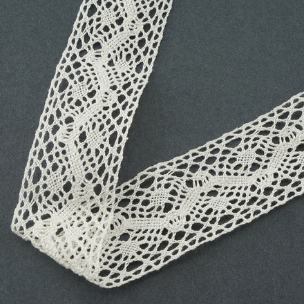 Мерсеризованное хлопковое кружево, состав 100% хлопок, ширина 39 мм, цвет шампань (10013160/260320/0