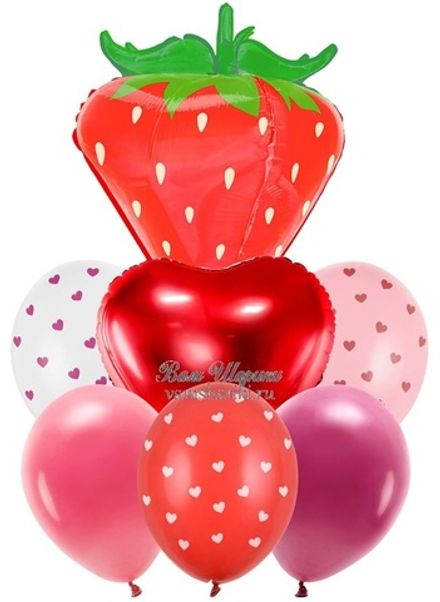 Фонтан шаров "Любимой клубничке"