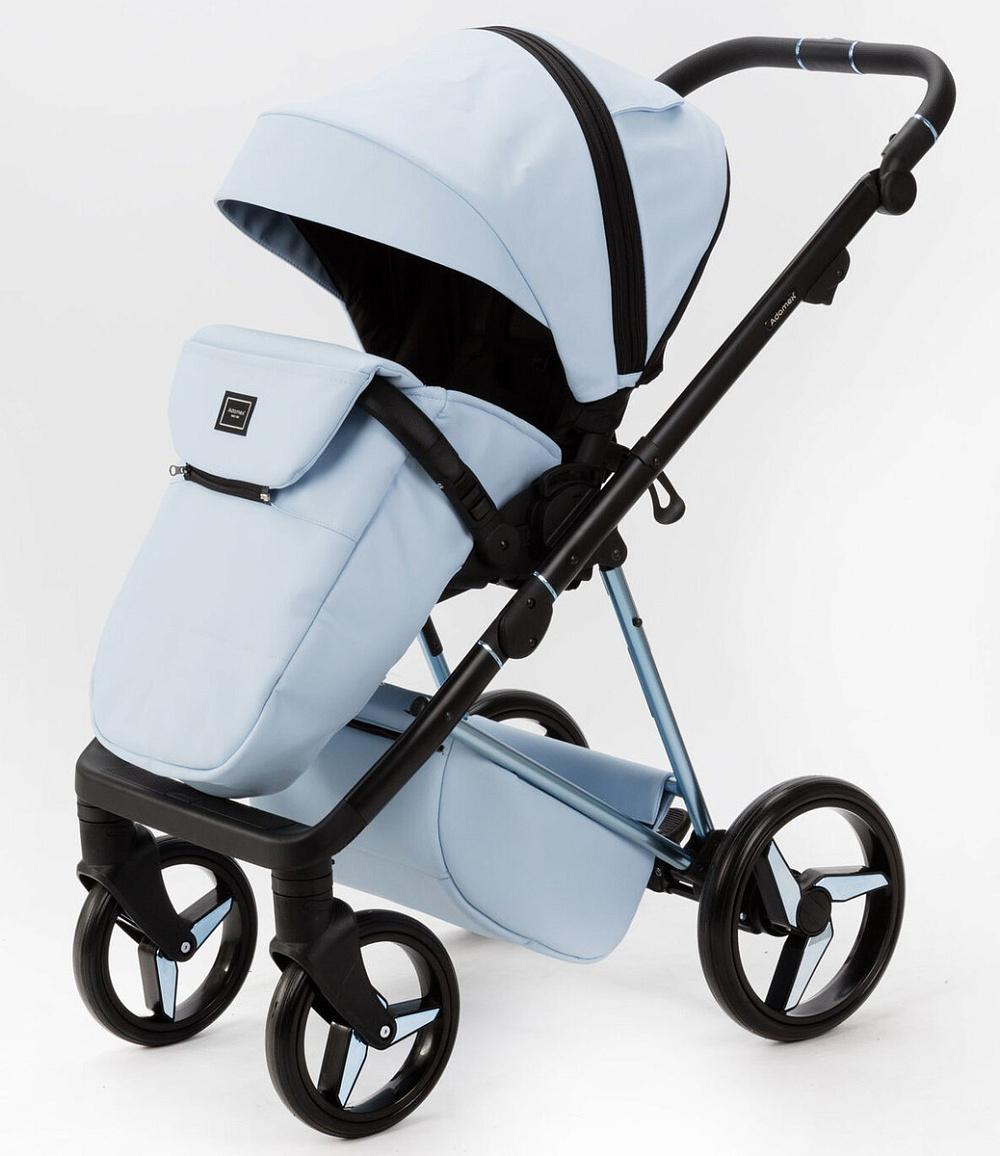 Детская коляска Adamex Quantum Superstar Deluxe 2 в 1 Q-STAR135-K (ГОЛУБ.КОЖА+ГОЛУБ.ДНО+ГОЛУБ.РАМА)