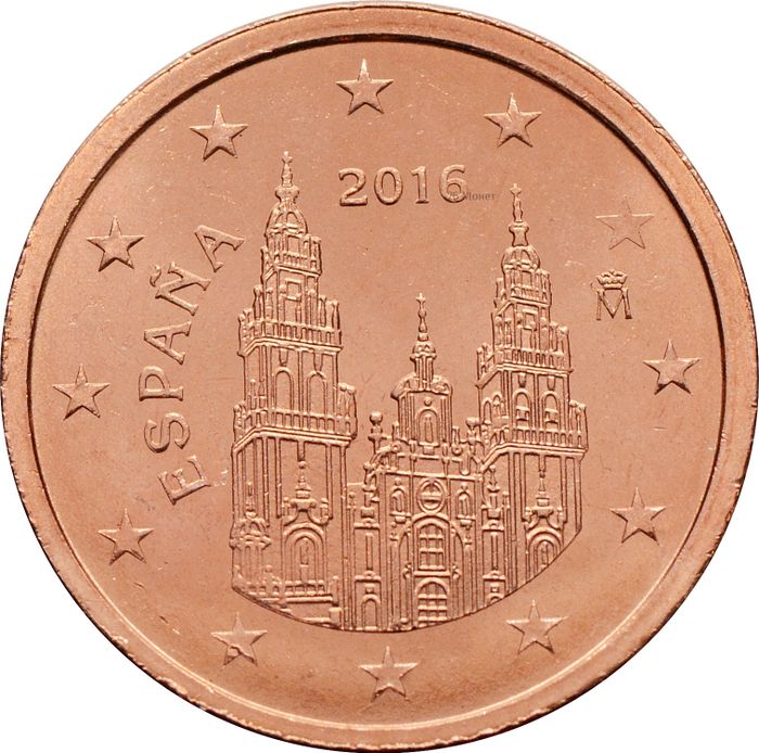2 евроцента 2016 Испания (2 euro cent)
