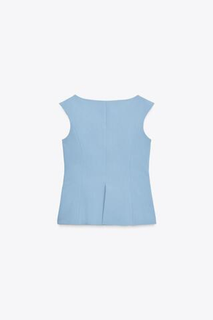 ZARA ПРИТАЛЕННЫЙ ЖИЛЕТ, СИНИЙ