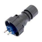 Вилка влагозащищенная прямая 2P+РE, 16А, IP68, серая REXANT