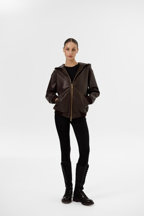 Куртка на молнии из натуральной кожи