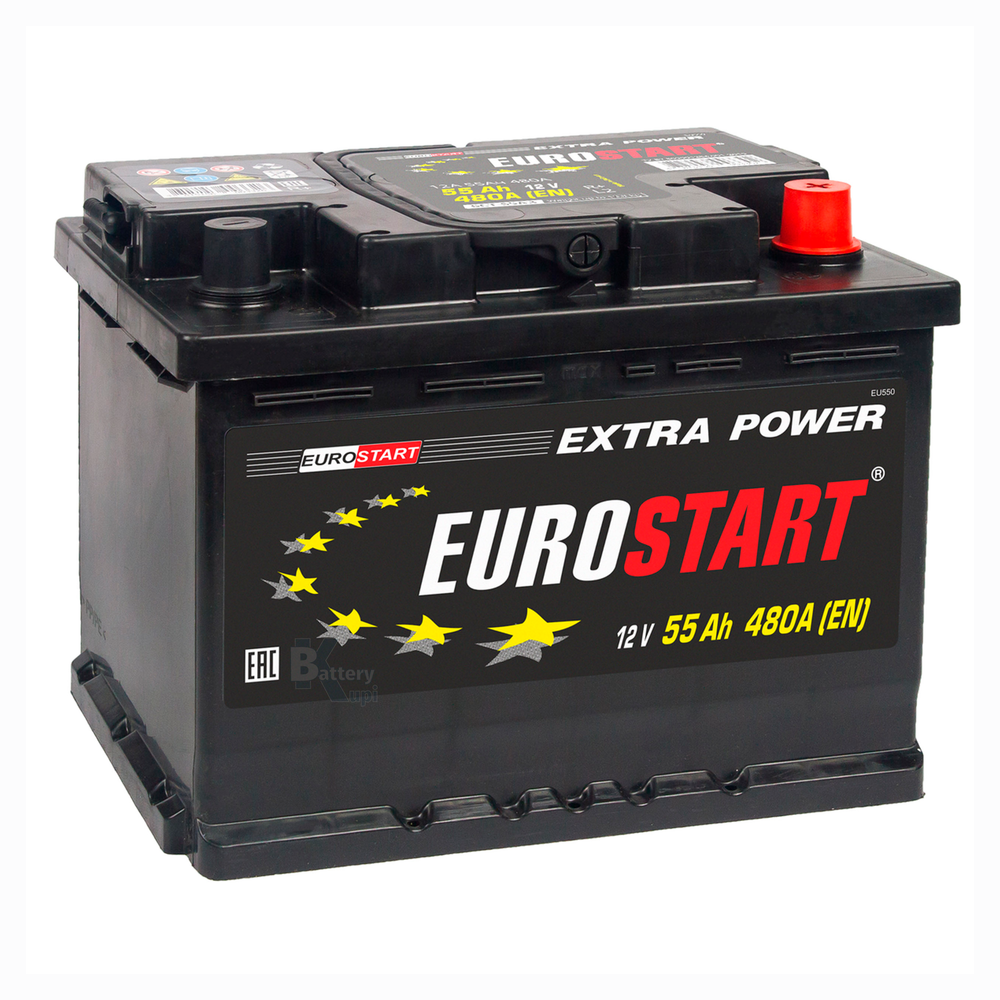 Аккумулятор EUROSTART Extra Power (55Ah, 480A, R+) EU550