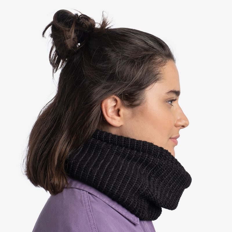 Вязаный шарф-труба с флисом Buff Neckwarmer Knitted Fleece Vaed Black Фото 5