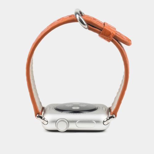 Ремешок для Apple Watch 40/41/42 mm из кожи аллигатора, оранжевого цвета