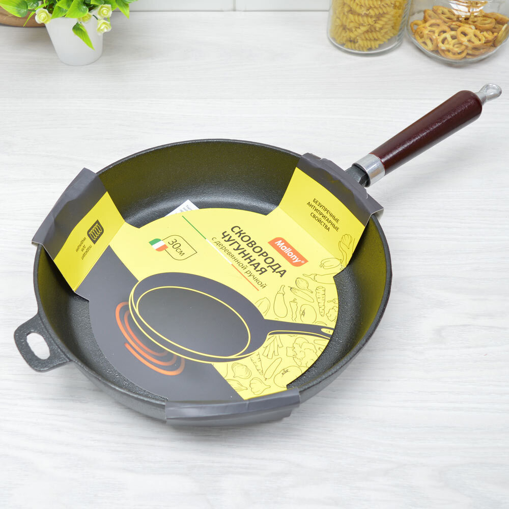Сковорода 30см чугунная с деревянной ручкой CIF30-W