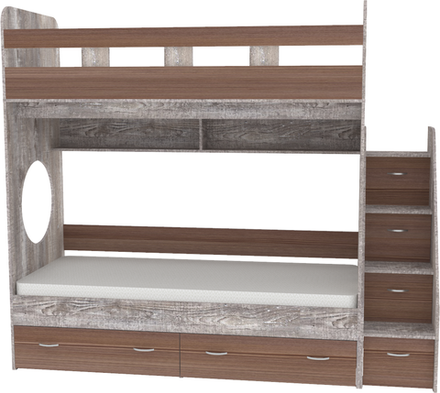 Двухъярусная кровать КарИВи Юниор 1 80x160 Бетон Бодего Темный