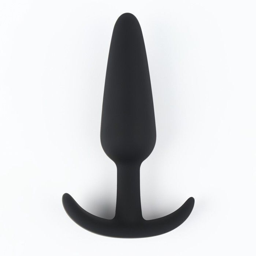 Черная силиконовая анальная пробка Soft-touch - 10 см. (Цвет: черный)