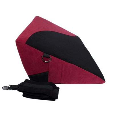 Малиново-черная подушка для любви HANNA с фиксаторами (Цвет: малиновый с чёрным)