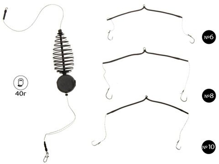 Монтаж донный с кормушкой FRONT 40г/кр. 6, 8, 10 набор