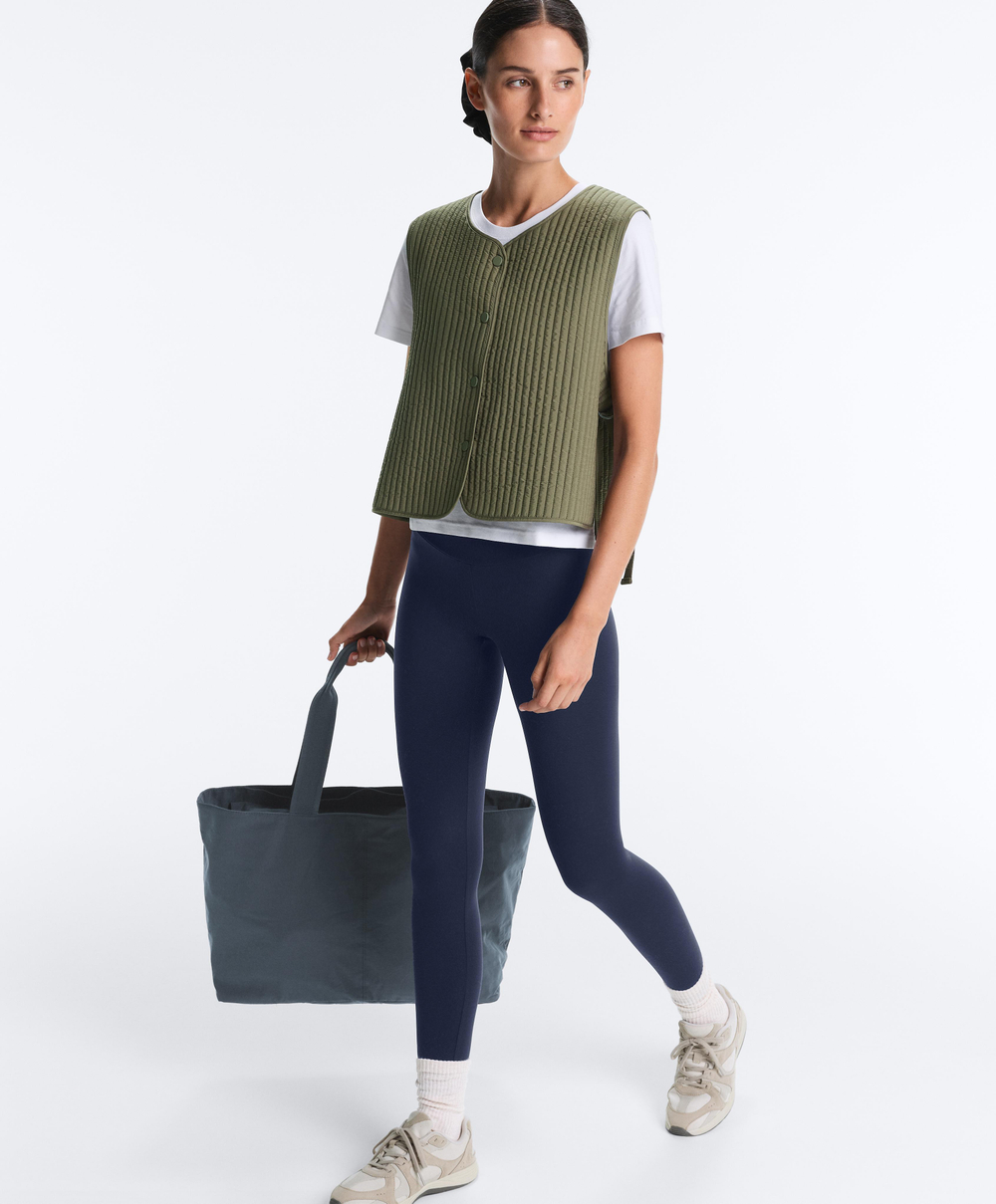 OYSHO Тонкий стеганый нейлоновый жилет, хаки