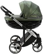 Детская коляска Adamex Chantal Special Edition Deluxe 3 в 1 С121 (ЗЕЛЕН.ПЕРЛ.КОЖА+ХРОМ РАМА)