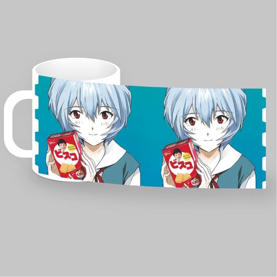 Кружка керамическая объем 330мл, Evangelion "Аянами Рей", (белая)