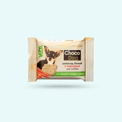 VEDA CHOCO DOG Лакомство для собак Шоколад белый с морковью, 85 г