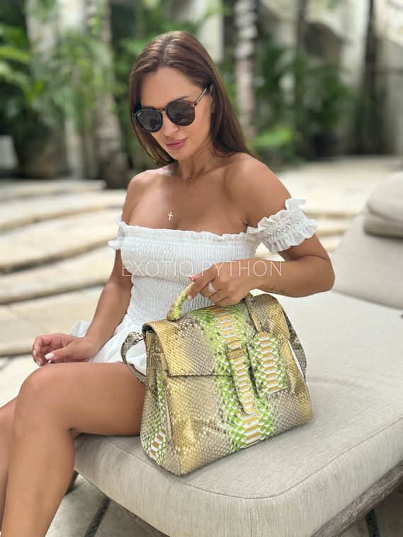 Сумка из натуральной мульти кожи питона BG-512