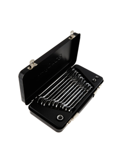 Набор комбинированных шарнирных ключей с трещоткой 13 предметов Inforce, Сталь Cr-V, 10-19мм, 06-05-53